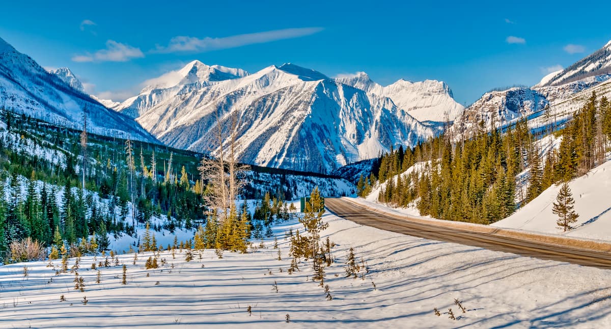 Scenic Winter Highway Kootenay National Park Alberta Canada
